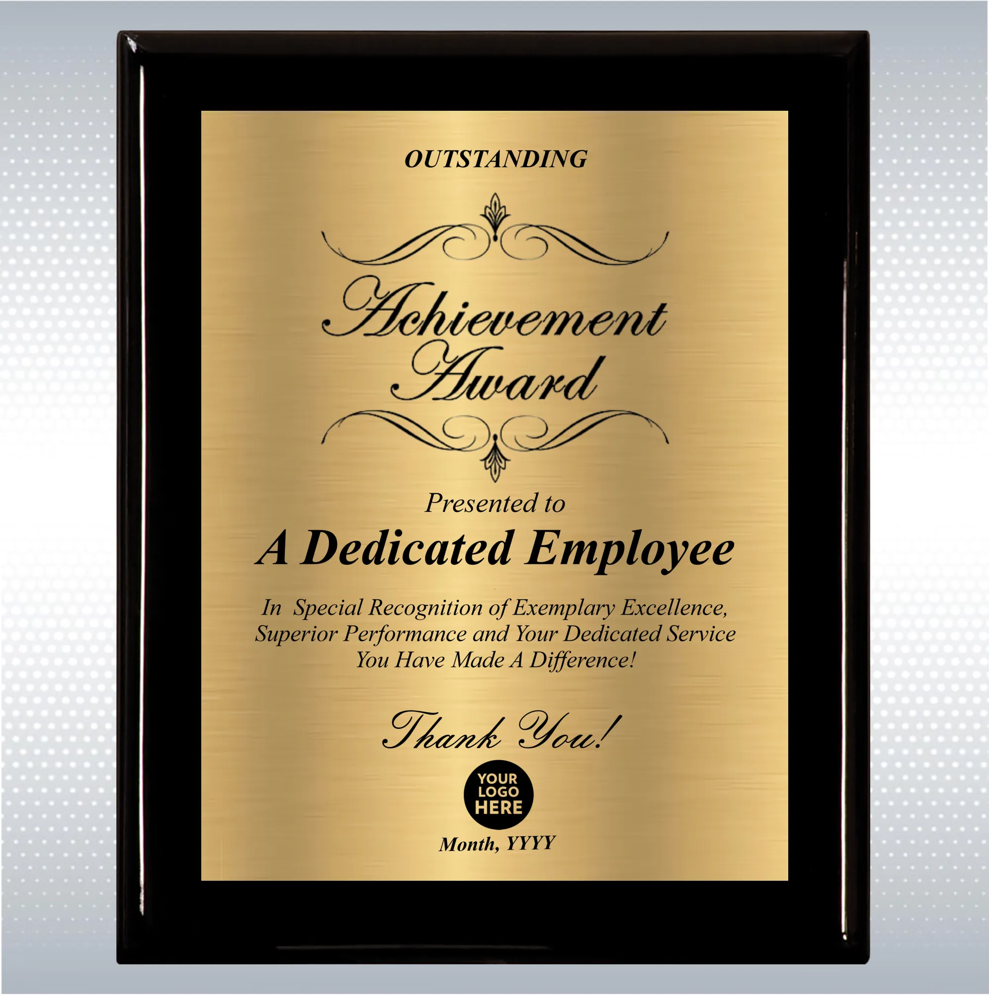 Black Piano Finish Wood Excellence, Achievement Plaque 5