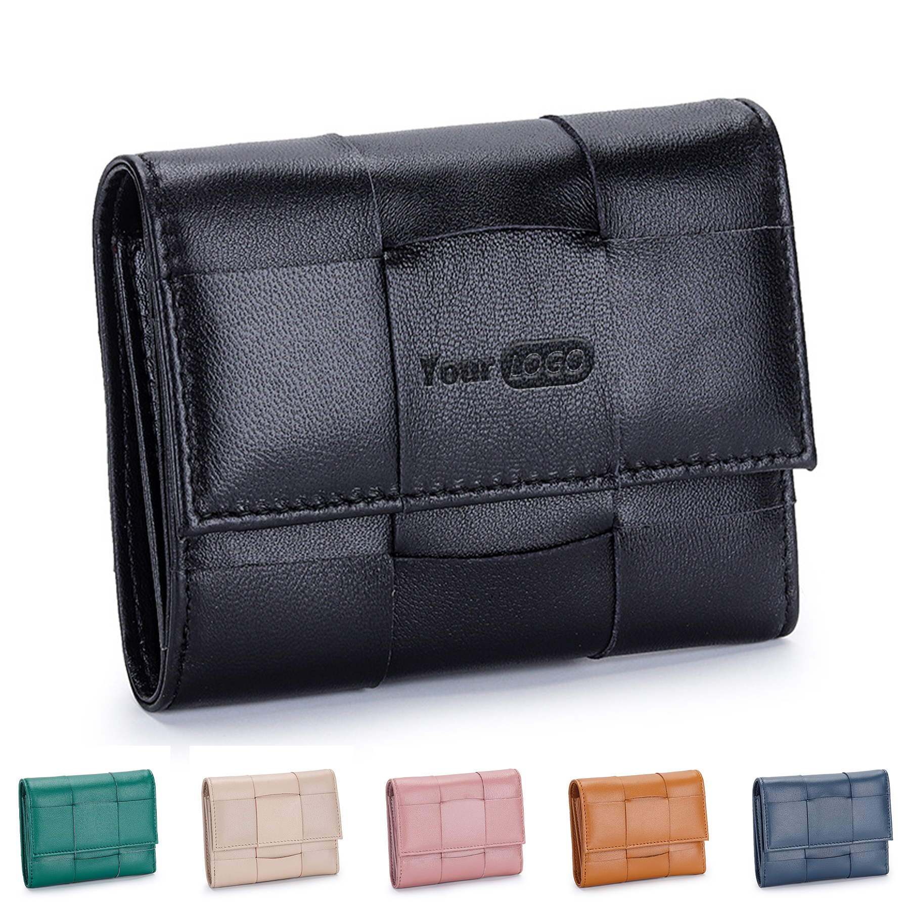 Genuine Leather Stylishly woven short coin purse 9