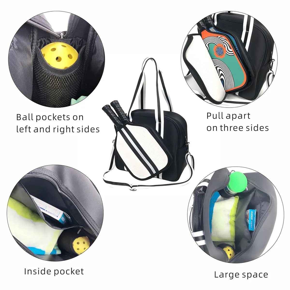 Large Durable Waterproof Nice Pickleball Backpack Tennis Bag 10