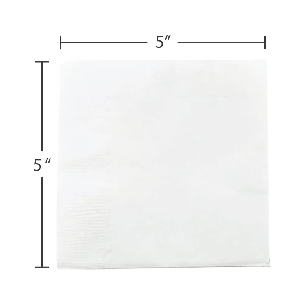 5 Inch Beverage Napkins White 3