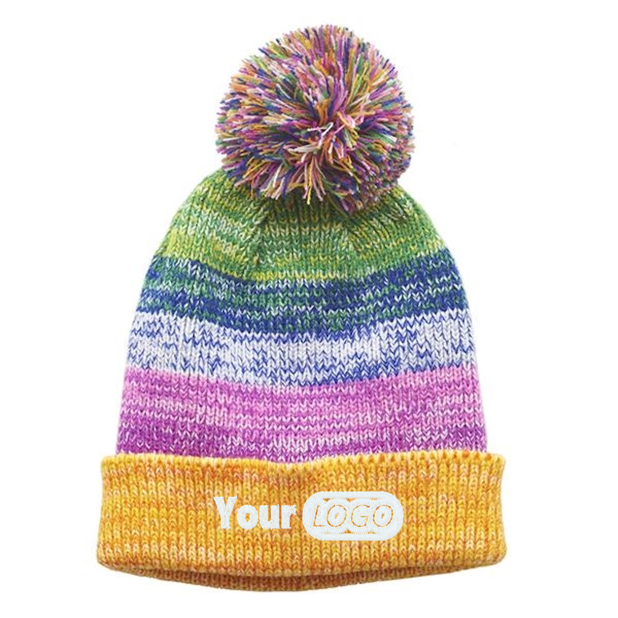 Rainbow Pom Beanie 2