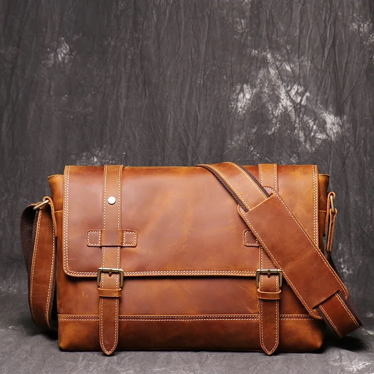 Crazy Horse Leather Messenger Bag 3