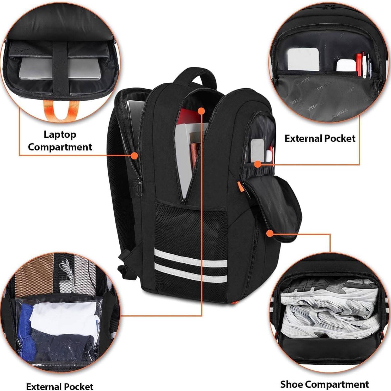 Polyester Waterproof Backpack w/ Shoe Compartment 9
