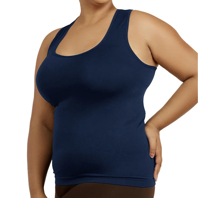 Women's Plus Size Racerback Tank Tops - One Size Fits Most Navy 2