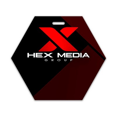 Full Color Write On Tag w/ Flexible Plastic Loop Strap (3.75"x4.25") Hexagon 1