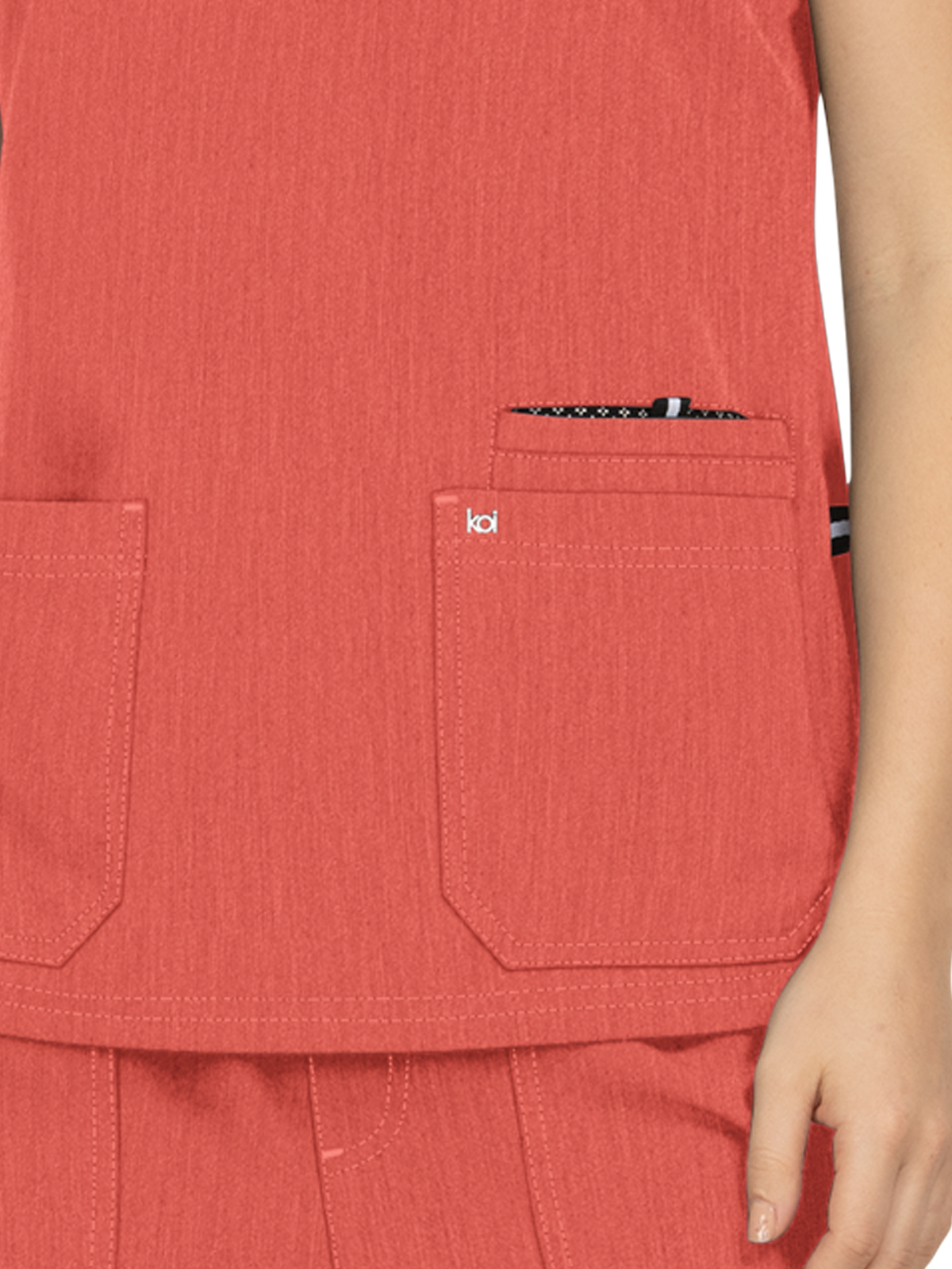 koi - Next Gen - Women's Three-Pocket Wide V-Neck Stretch Hustle and Heart Top 45