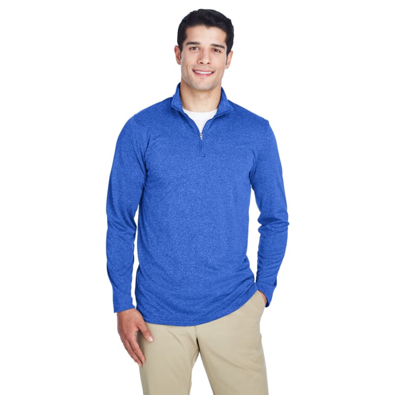 UltraClub Men's Cool & Dry Heathered Performance Quarter-Zip 8