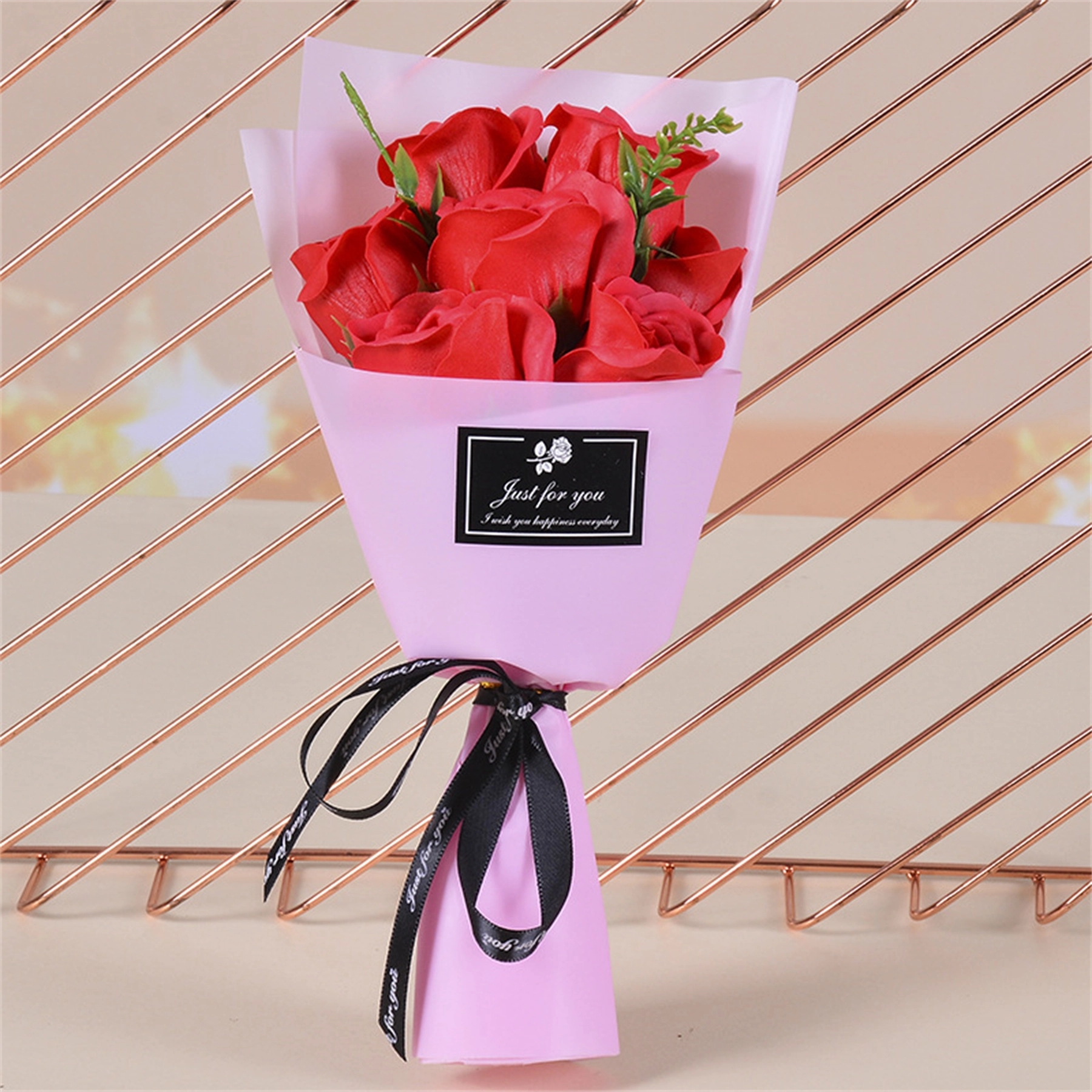 Soap Rose Bouquet With Custom Sticker 5