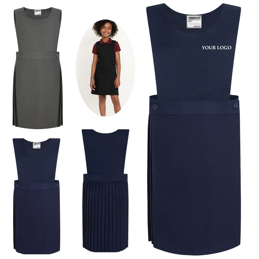 Childrens Pleated Plain Pinafore 1