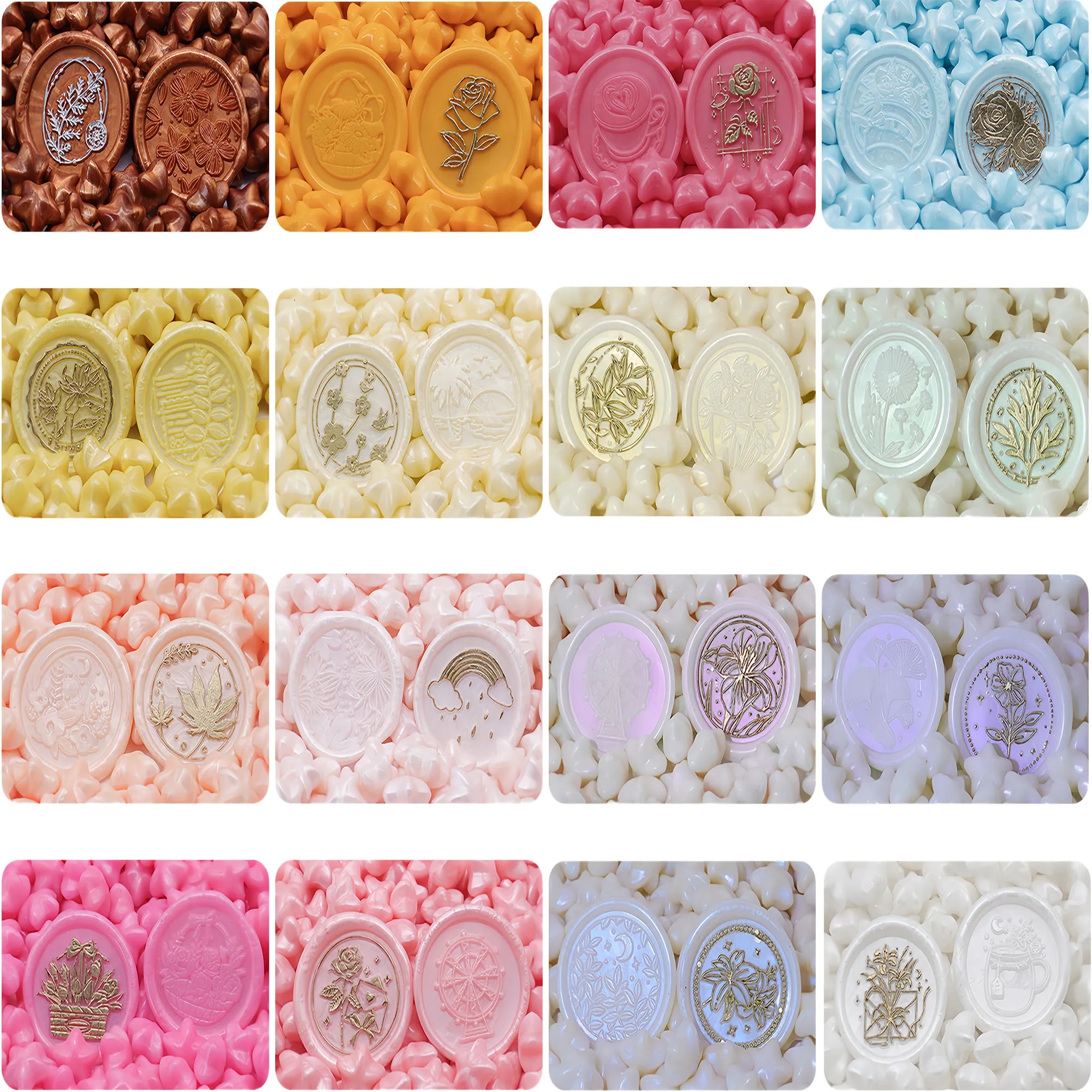 Stunning 24 Grid Star Wax Seal Pellets Macaron Colors Set 2