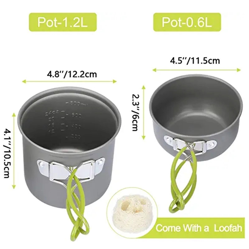 5Pcs Lightweight Camping Cookware Mess Kit 5