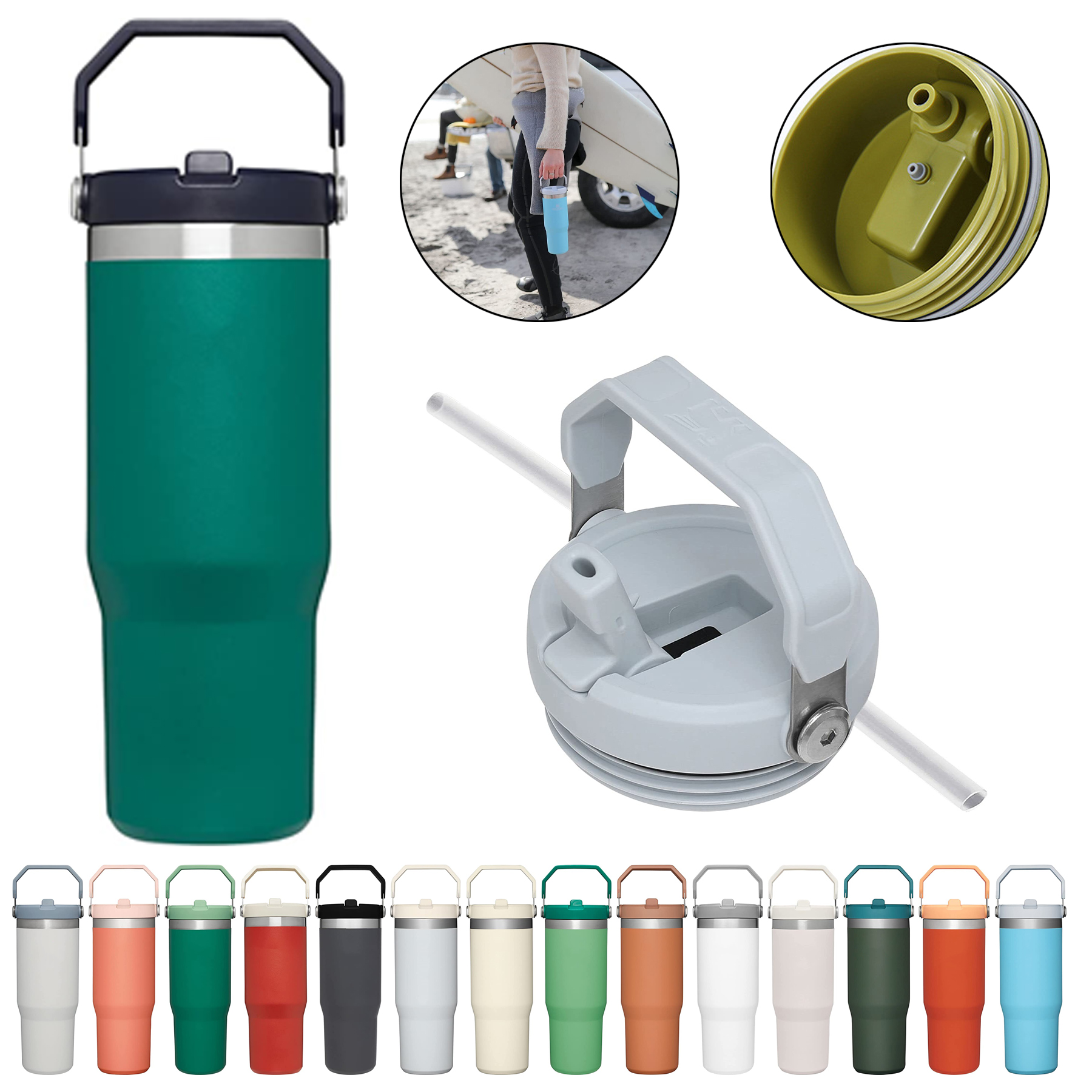 30oz Stainless Steel Tumbler with Straw 1