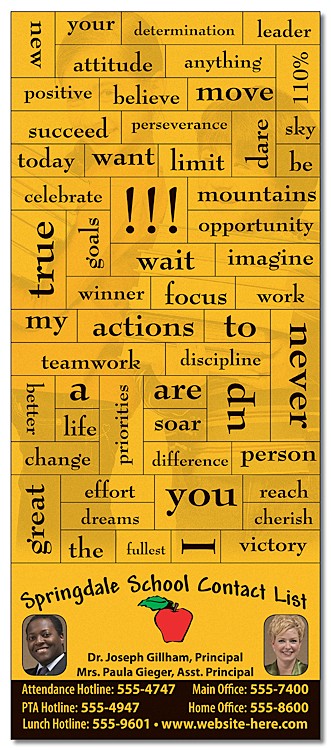 School Magna-Phrase Magnet - 3.5x8.25 with Business Card Magnet - 25 mil. 2