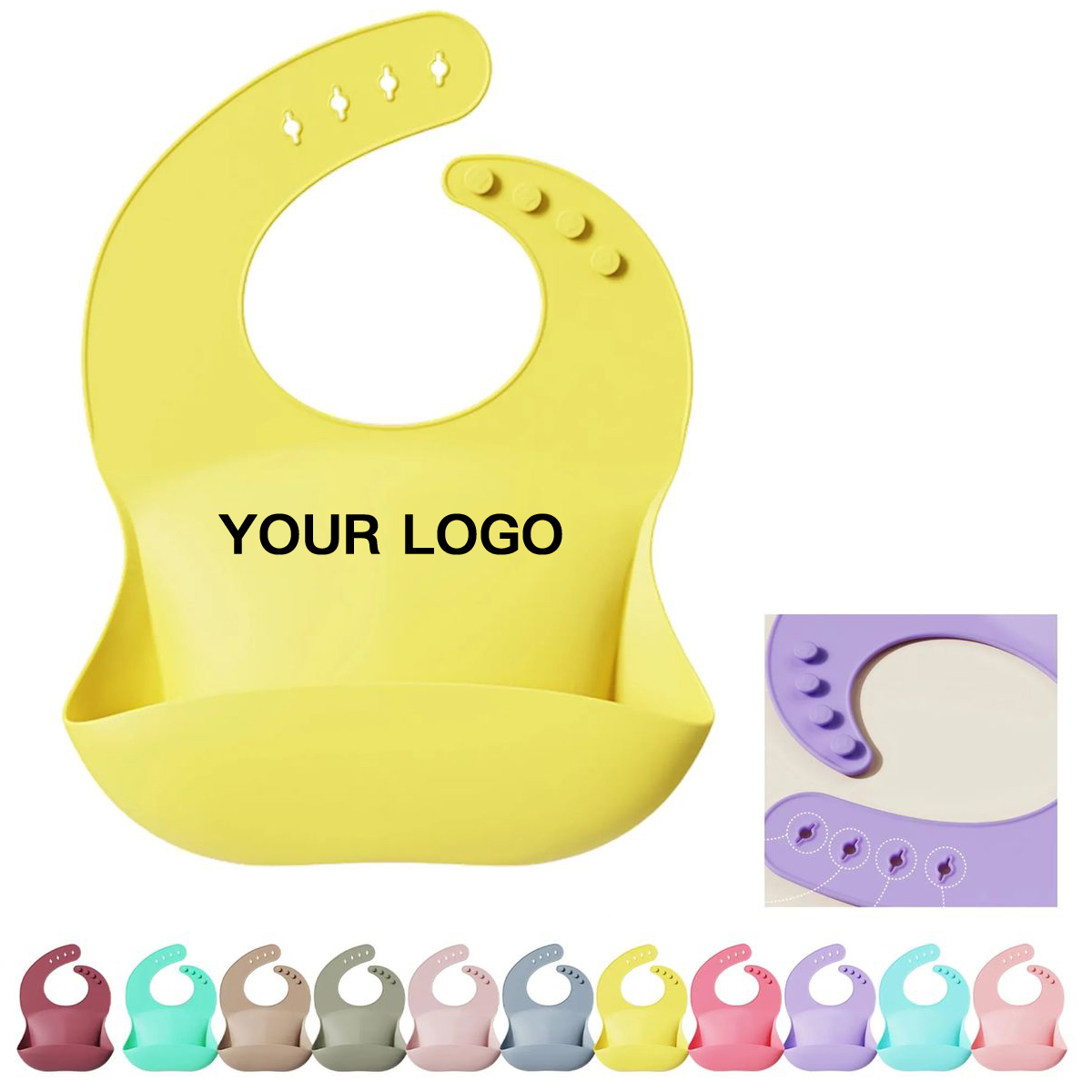 Waterproof Silicone Baby Bib with Front Pouch 14