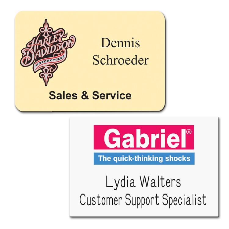 The Olympic UV Printed and engraved name badge on 2-ply  plastic up to 9 sq" 2