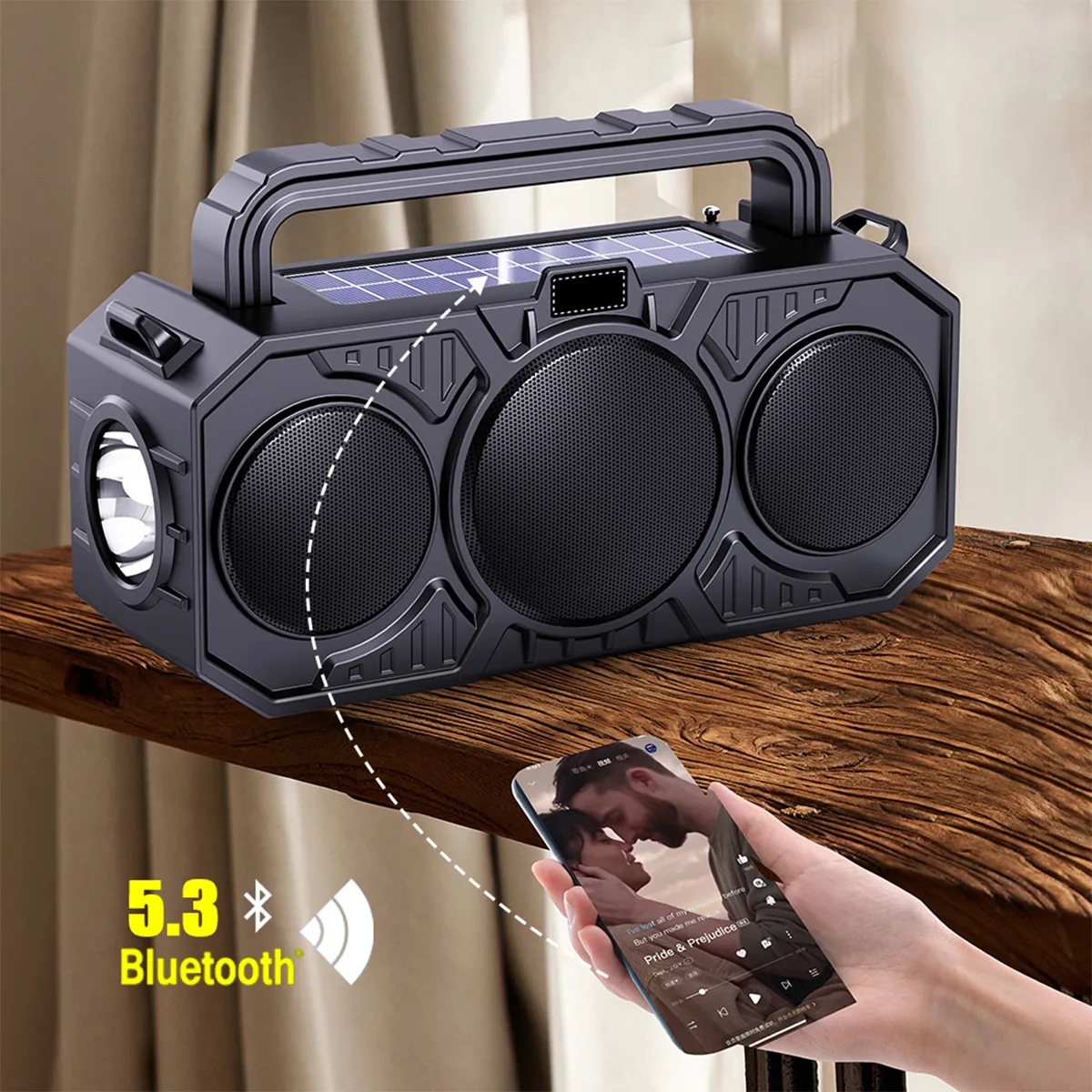 Solar Bluetooth Wireless Speaker with Strap and Flashlight 5