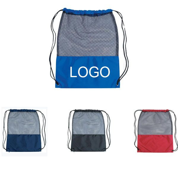 210D Sport Drawstring Bag W/ Mesh 2