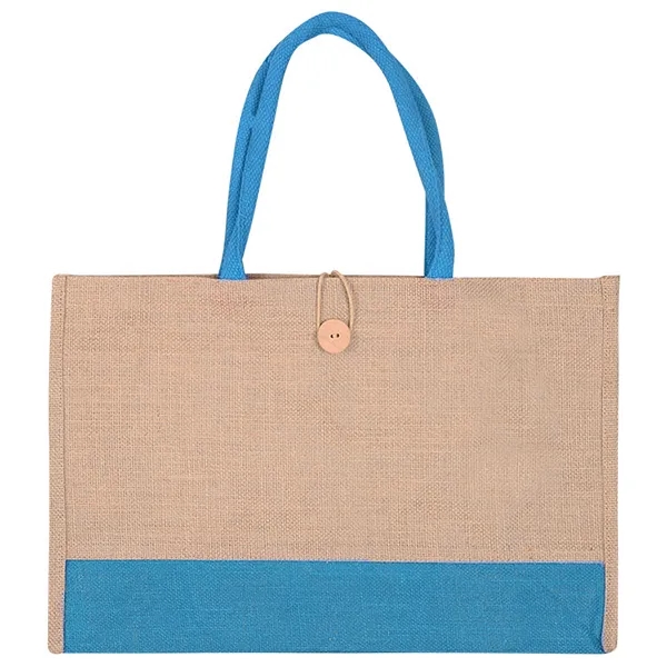 Color Block Jute Tote Bag, custom tote bag with logo imprint 2