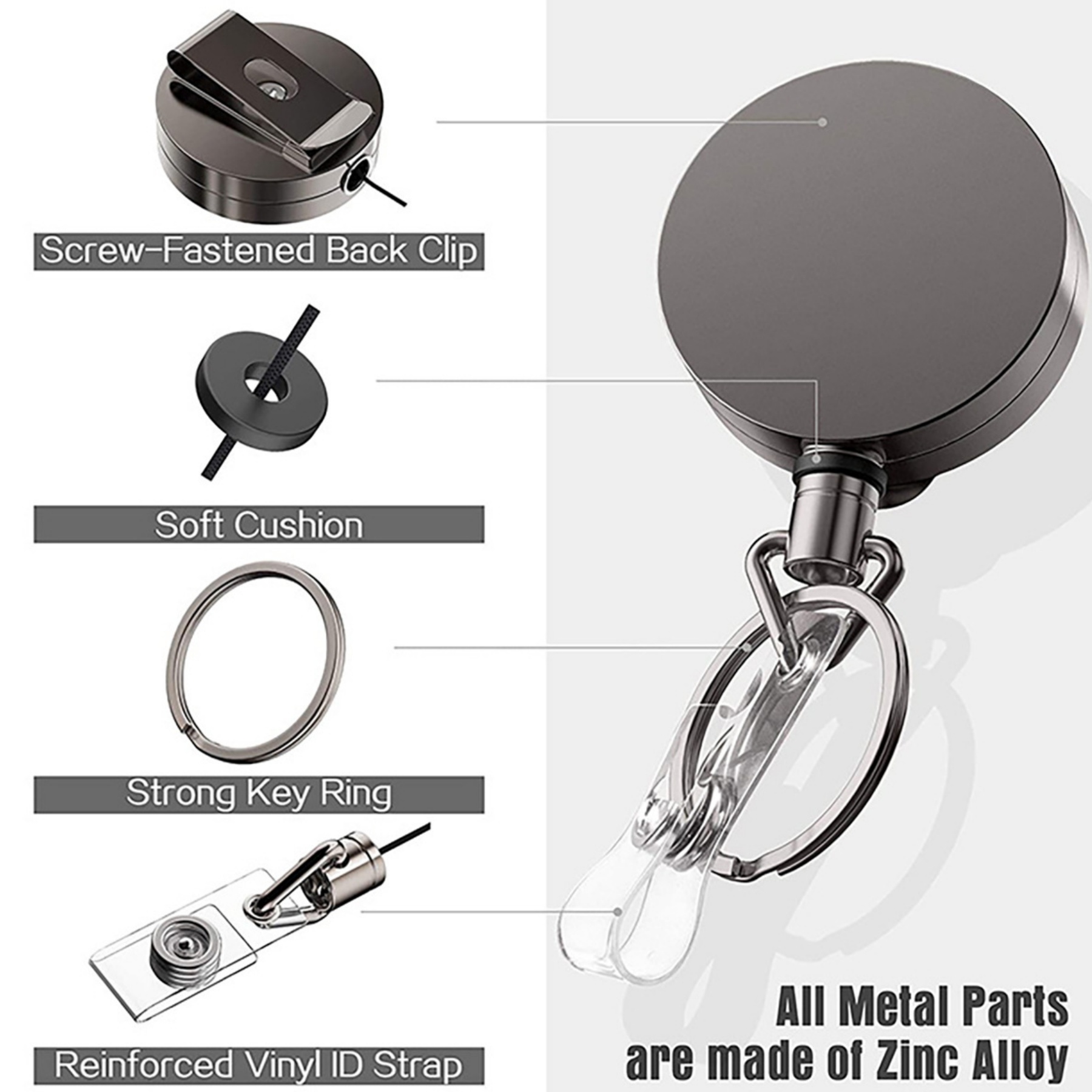 Retractable Badge Holder ID Card Key Chain 3