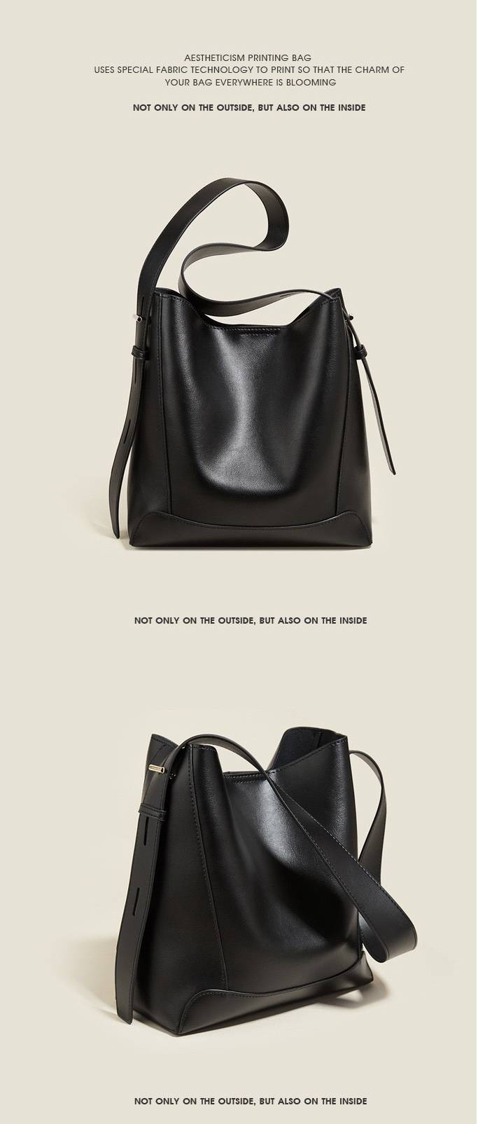 Genuine Leather Tote Bucket Bag 8