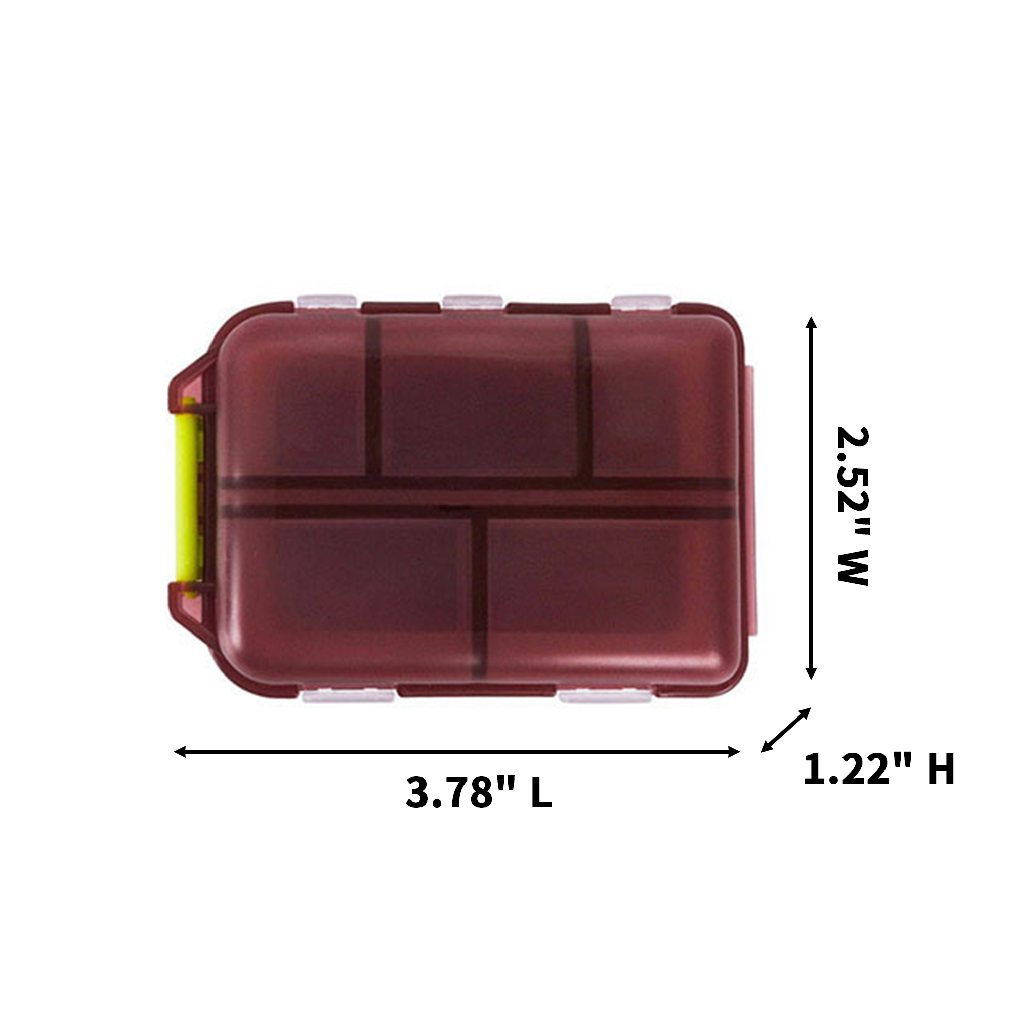 Double Layer Ten Compartment Pill Case 3.78" Length X 2.52" Width X 1.22" Height 3