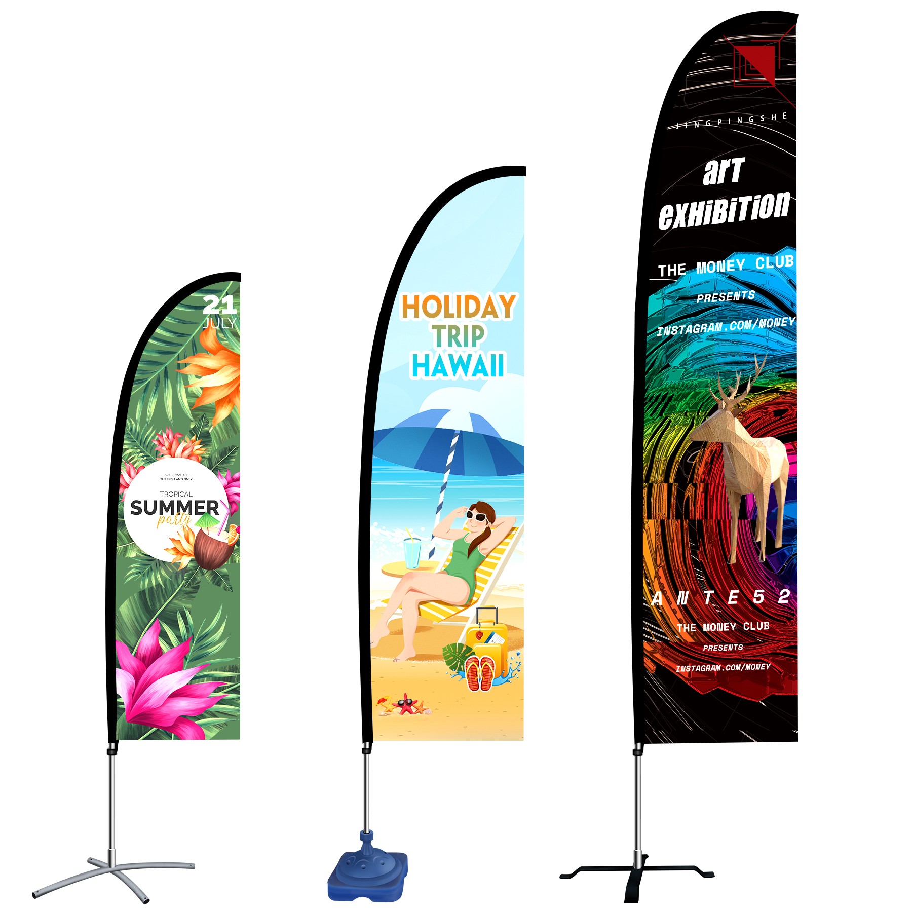 9' Single Side Full Imprint Feather Blade Flag & Banner with Cross Base 4