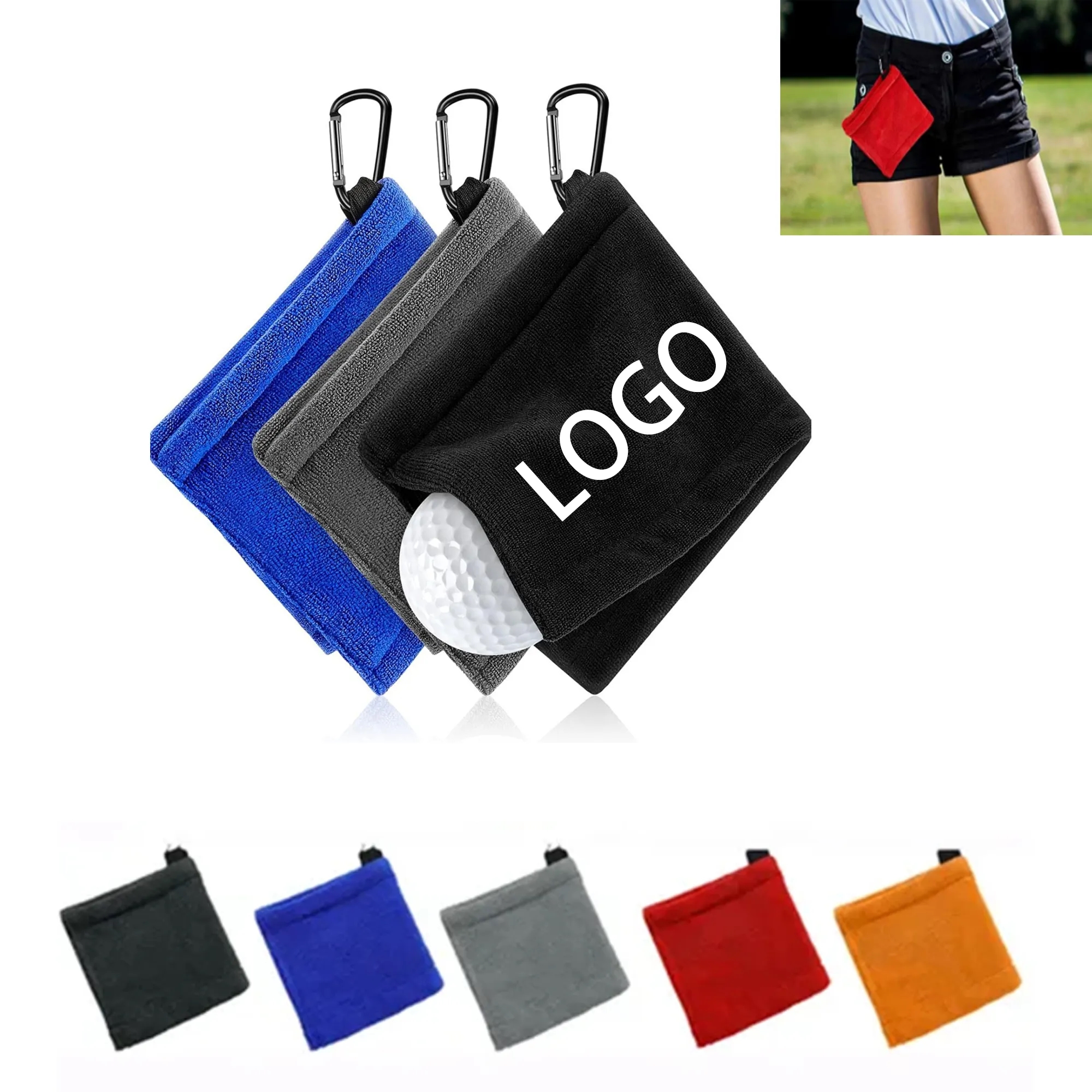 Microfiber Golf Towel with Carabiner Clip 1