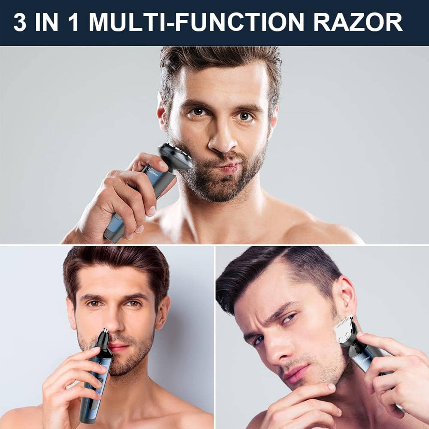 3 in 1 Mens Shaver Razor Cordless Beard Nose hair trimmer 6