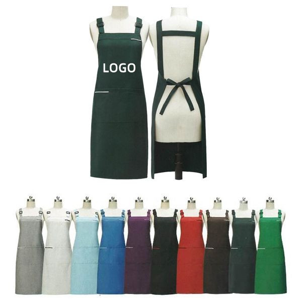 Serge Kitchen Aprons W/ Shoulder Support Strap & 2 Pockets 2