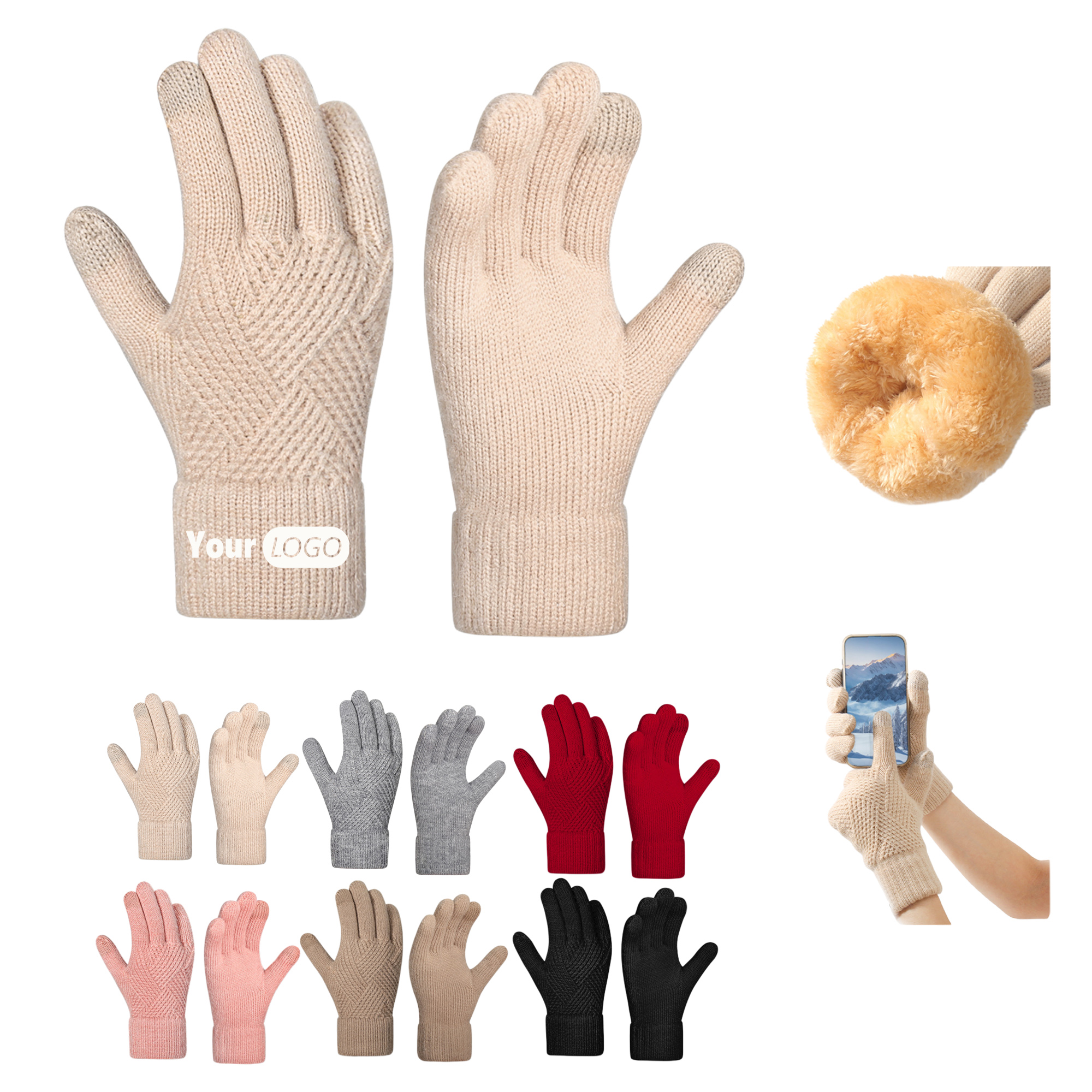 Plush Knitted Gloves with Touchscreen Capability 3