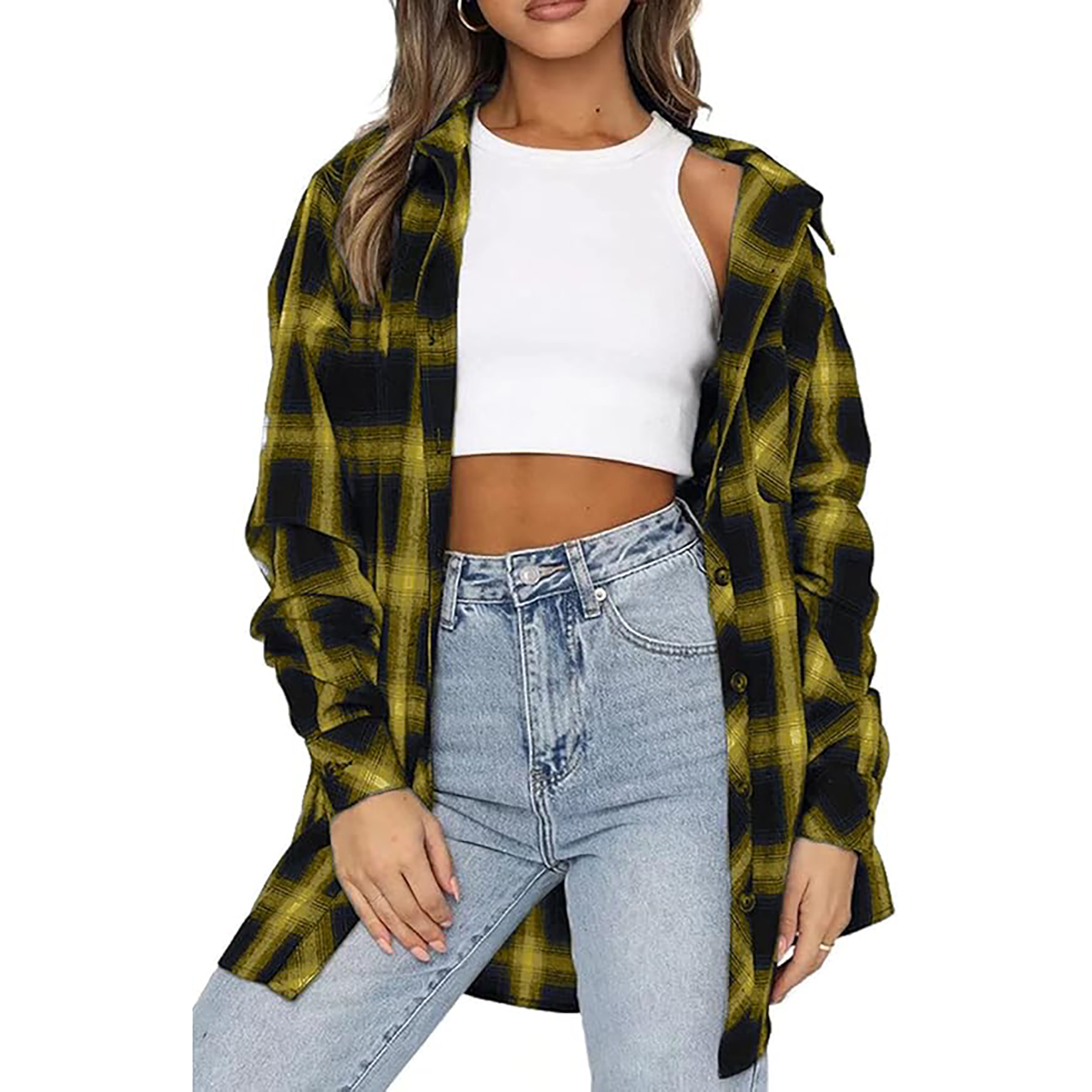 Women's Long Sleeved Plaid Shirt 5