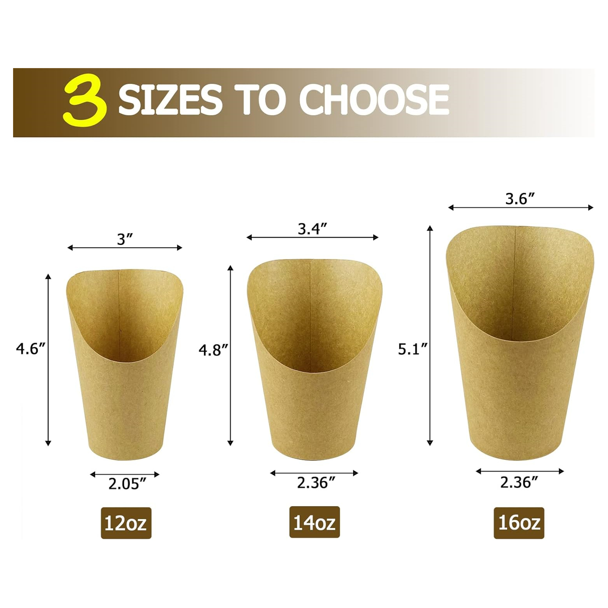 12 oz 100 Pcs Disposable Paper French Fry Cups 4