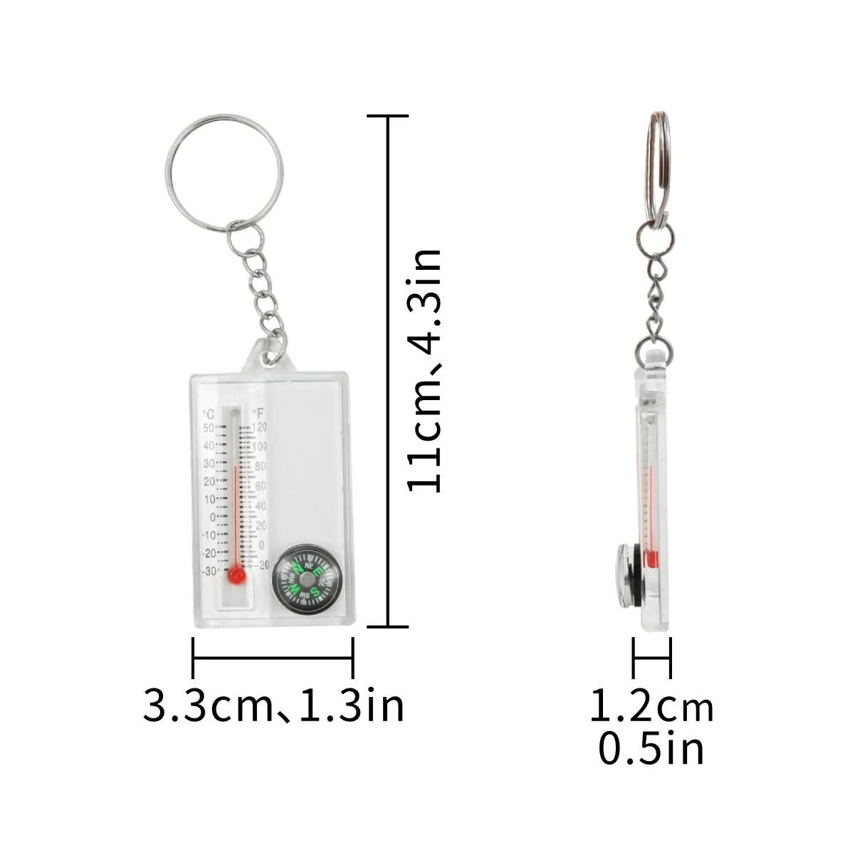 ABS Compass Thermometer Keychain 1