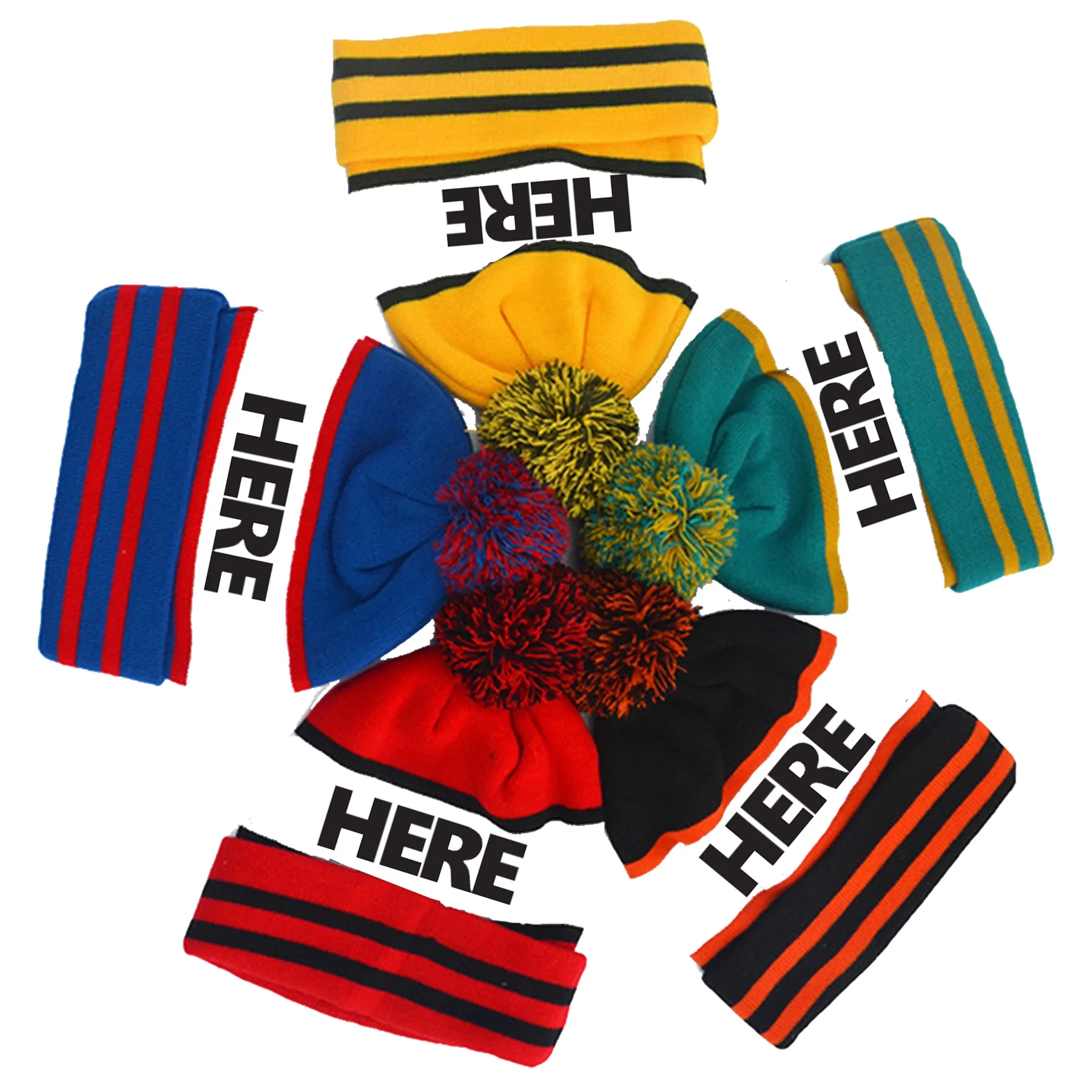 Soft Cuff Pom Stripe Knit Beanie 2