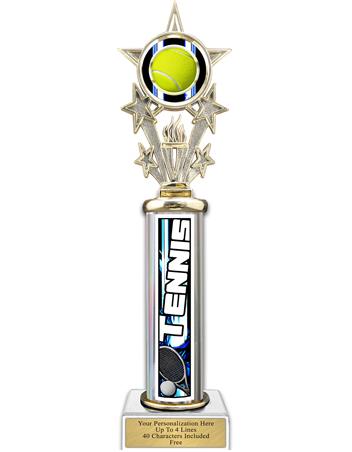 Trophy, 12" Action Matrix Tennis Blue 1 column, 2