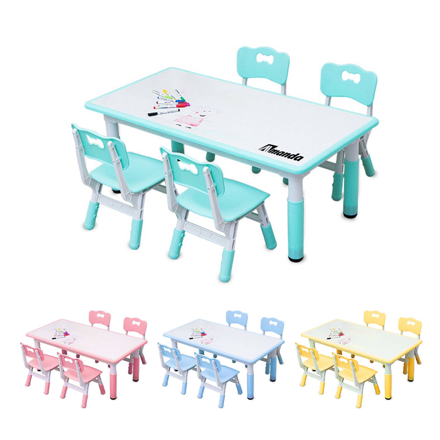 One Whiteboard Drawing Table and Four Chairs 2
