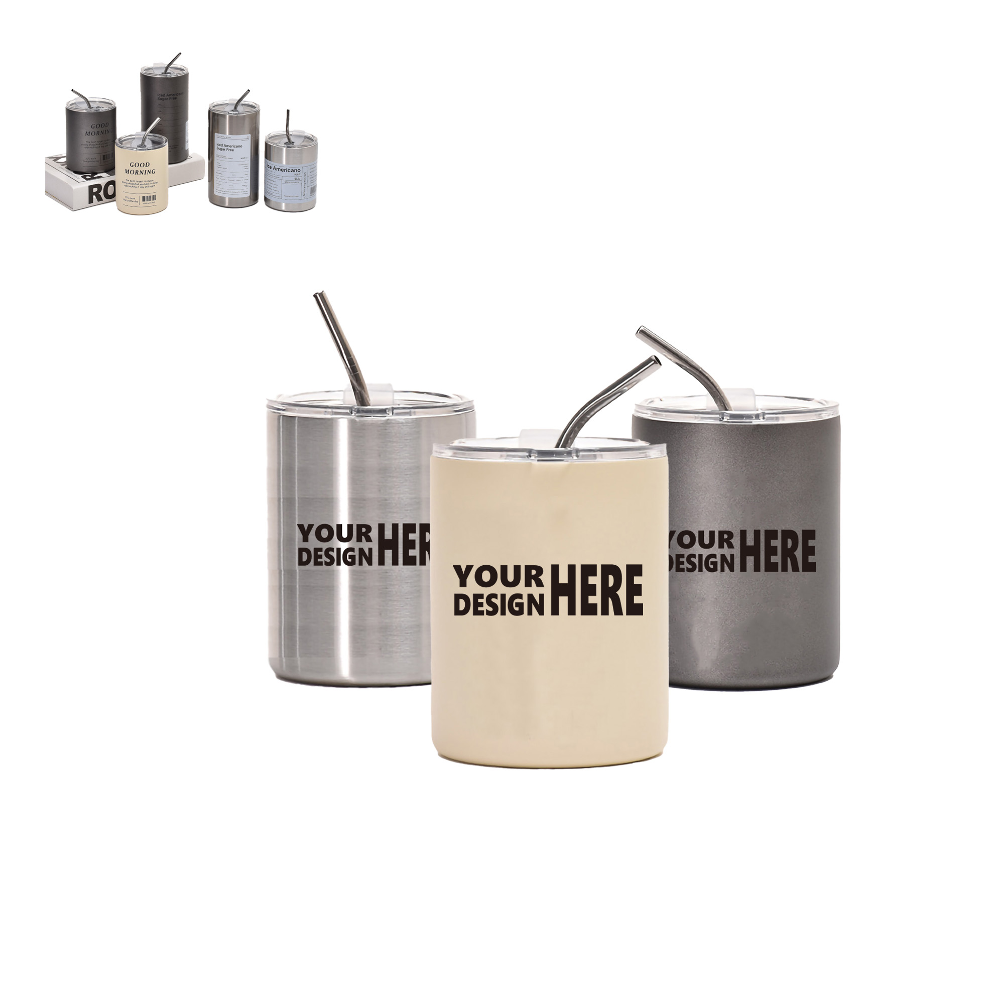 Custom 12oz Stainless Steel Coffee Cup With Straw Lid MOQ100 3