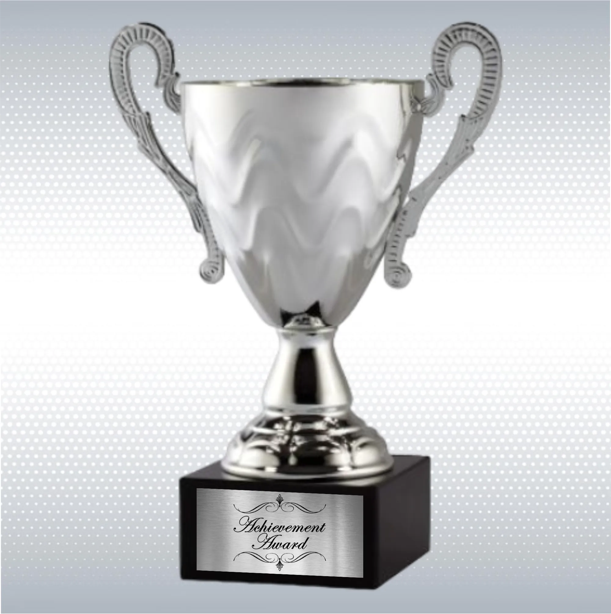 17.25" Silver Metal Cup On Genuine Black Marble Base 3