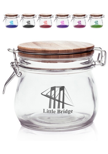 16 oz Glass Candy Jars with Wire Wooden Lids