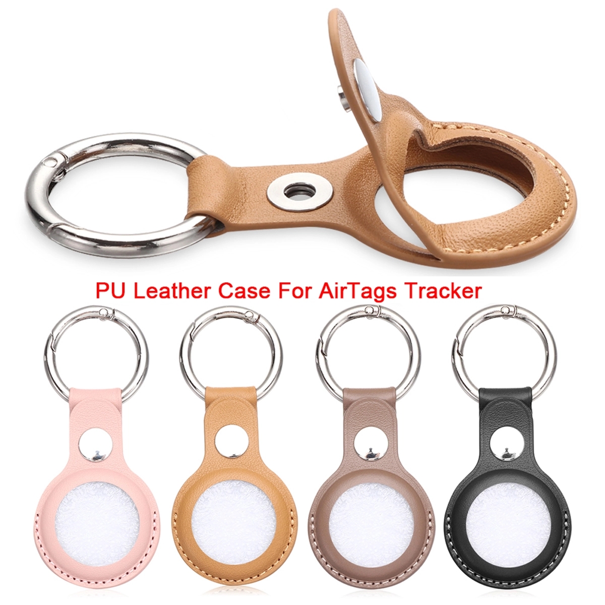 Leather Airtags Keychain Protective Cover 6