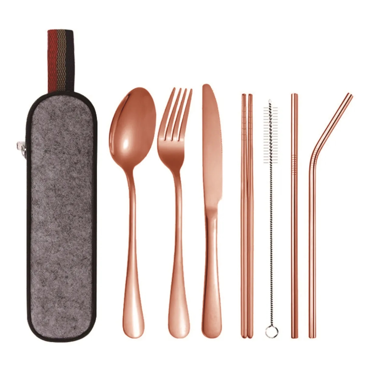 Portable Stainless Steel Reusable Cutlery Set with Case 6