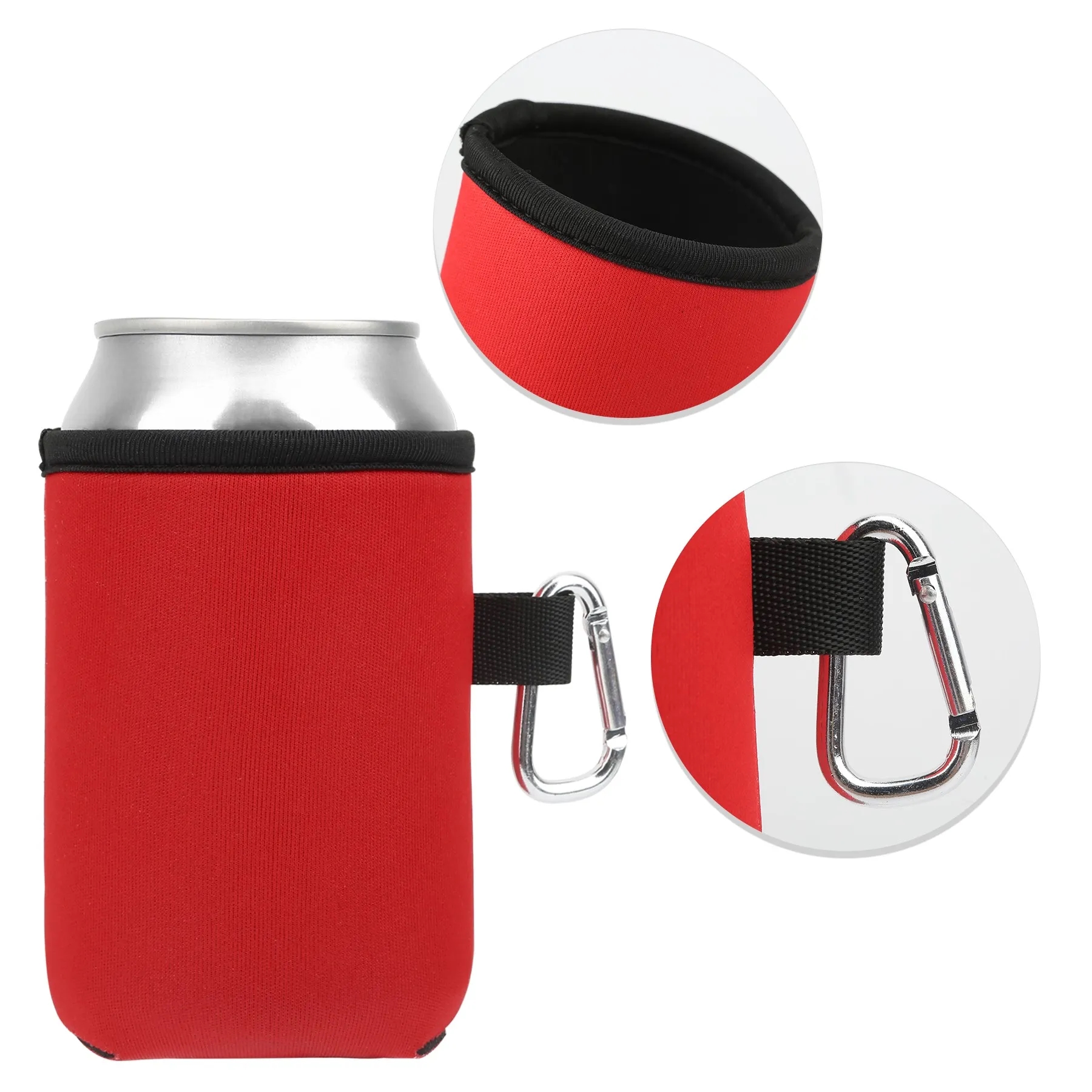 Can Bottle Coolers Cover With Carabiners, custom koozie with logo imprint 4
