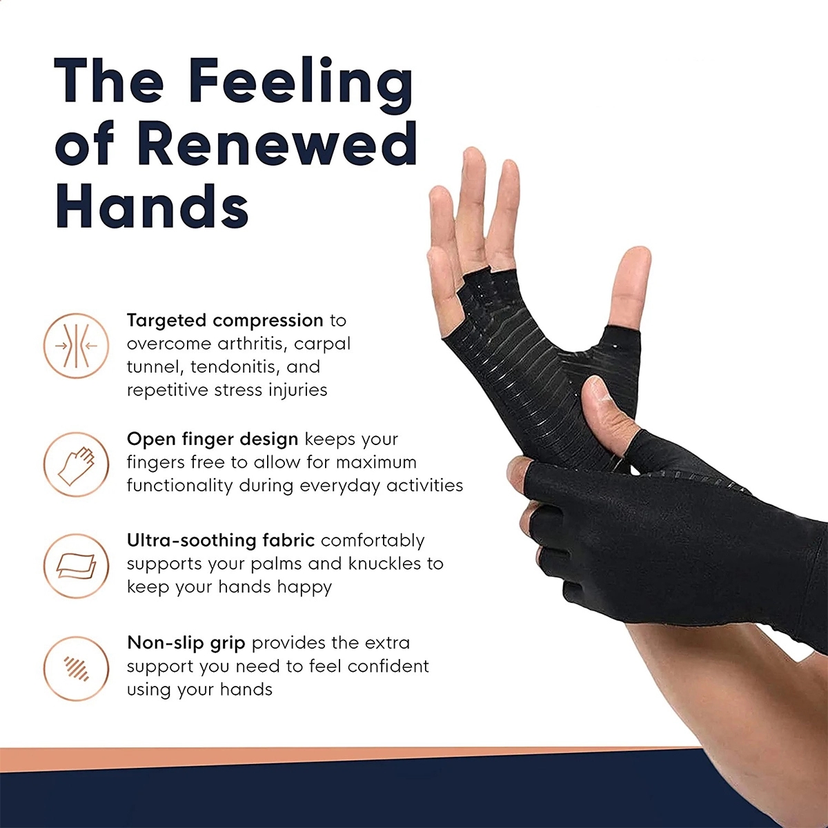 Copper Infused Compression Arthritis Fingerless Gloves 3
