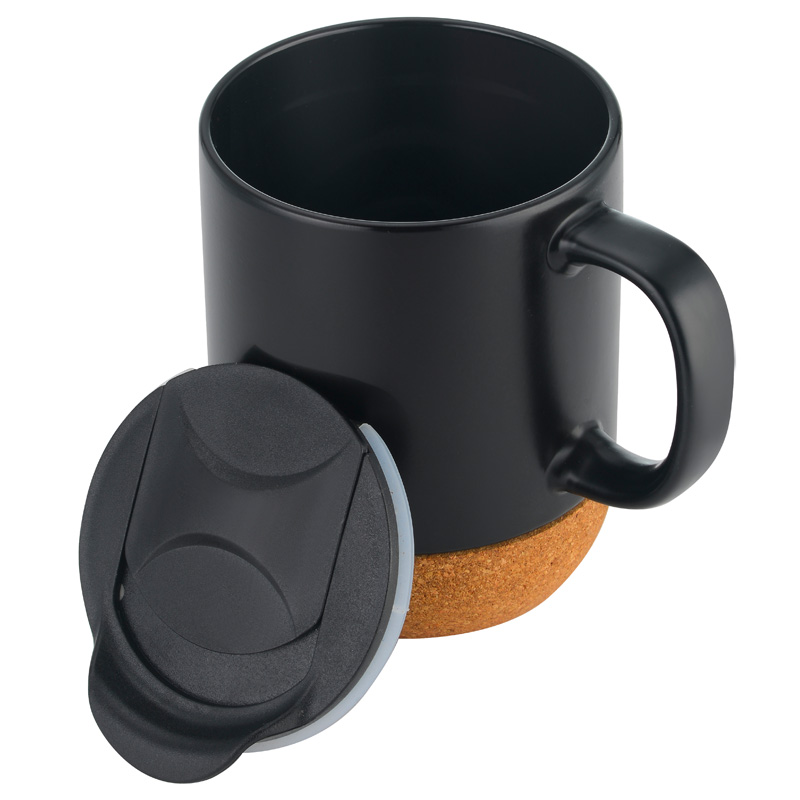 12oz. Cork Base Ceramic Mug with Lid 10