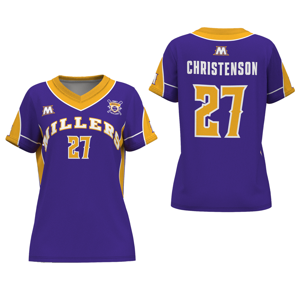 Women's Softball V-Neck SS Pinhole Mesh Jersey 1