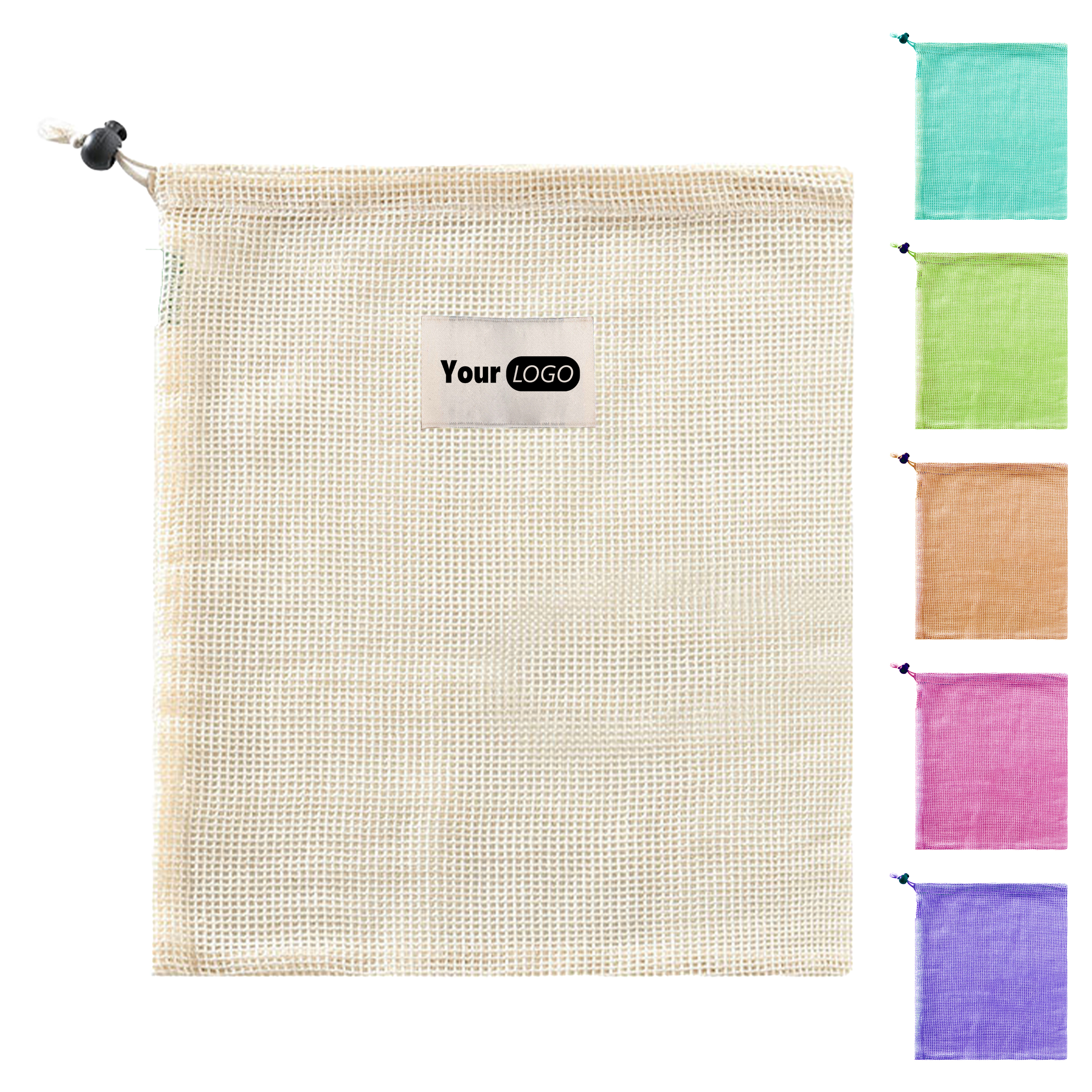 Cotton Sustainable Mesh Drawstring Bag For Versatile Storage 1