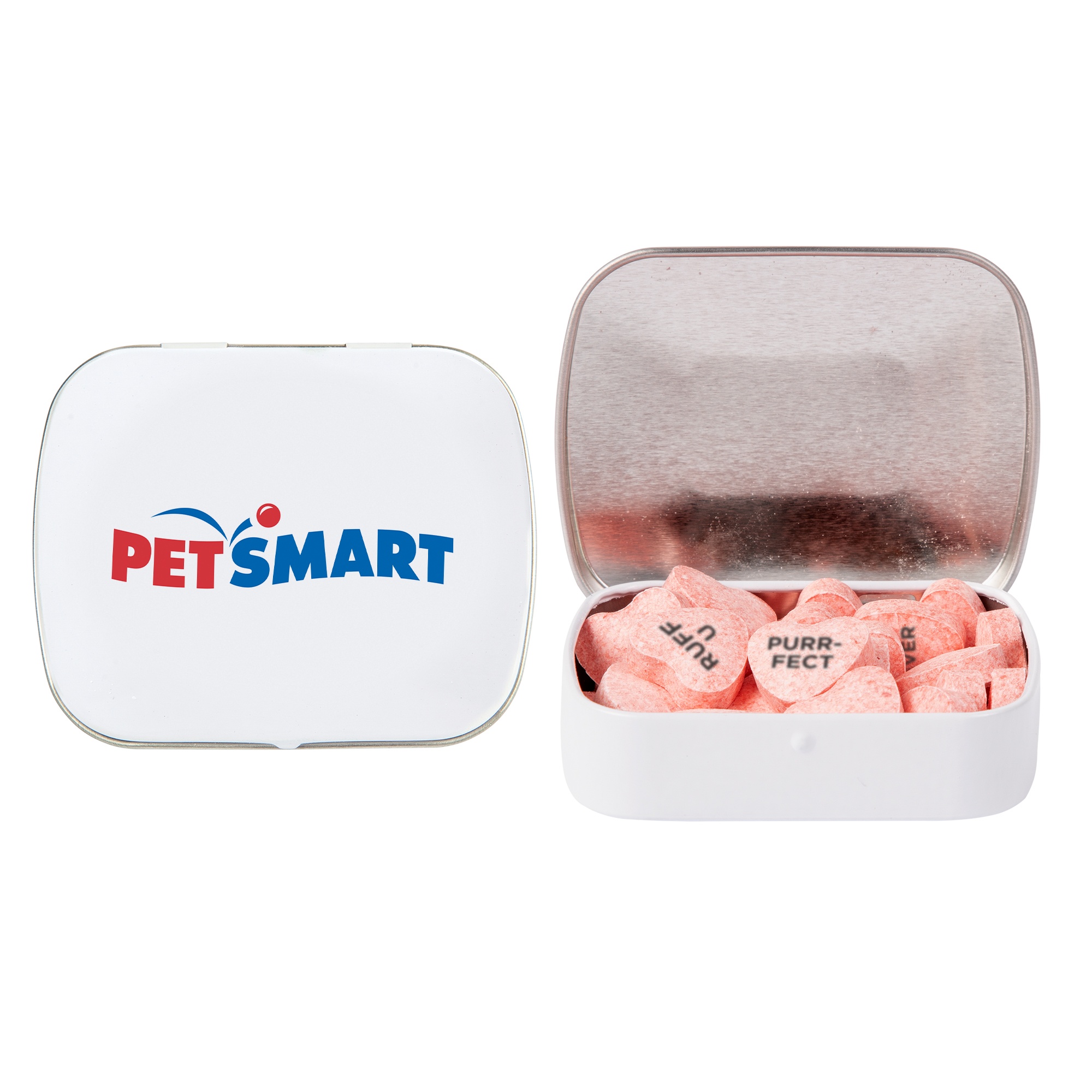 Domed Tin - Imprinted Conversation Hearts 1