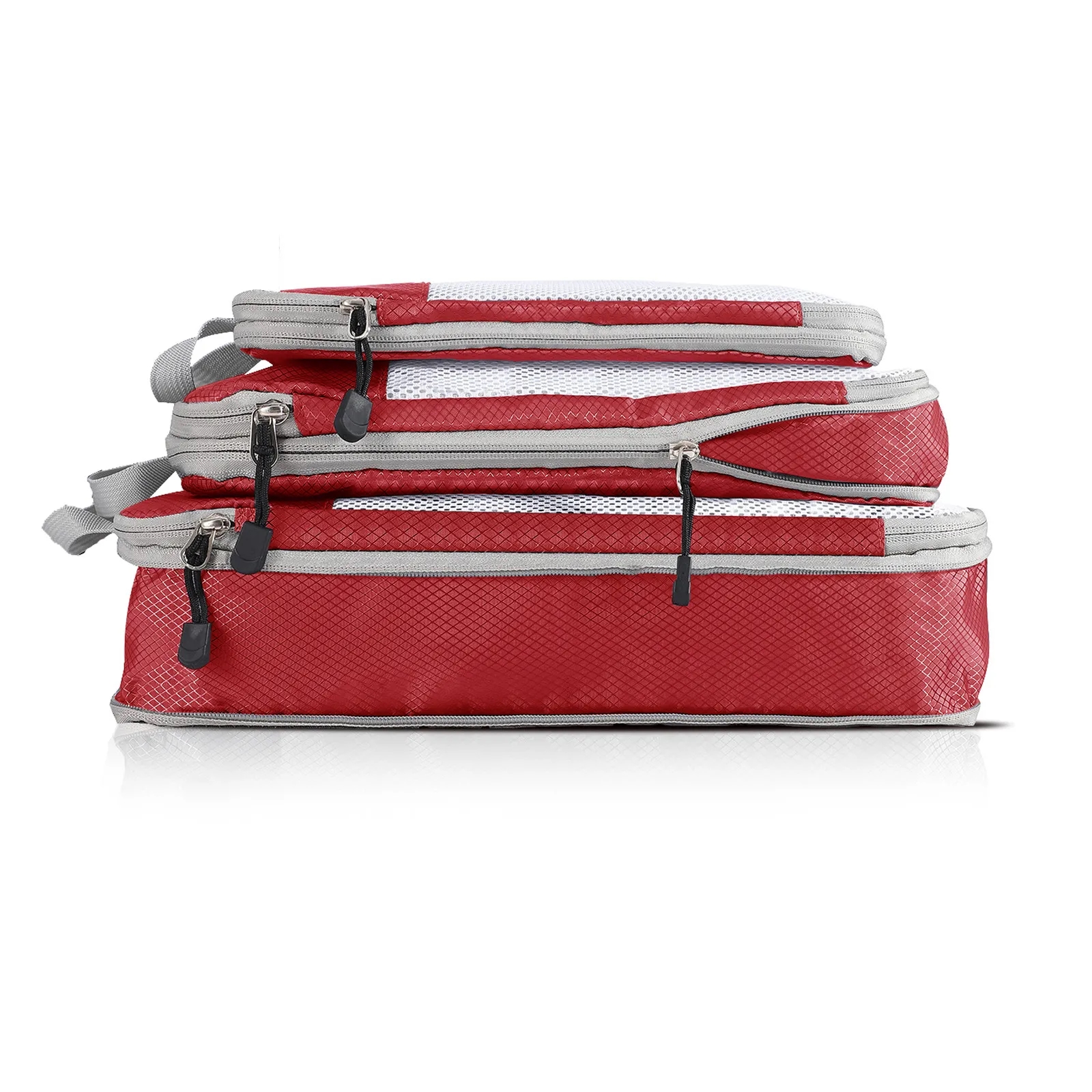 Set of 3 Packing Cubes Foldable Storage Bag Organizer Mesh 7