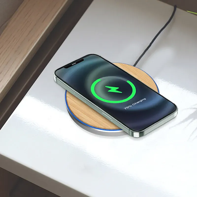 Eco-Friendly Bamboo Wireless Charger Pad -15W 3