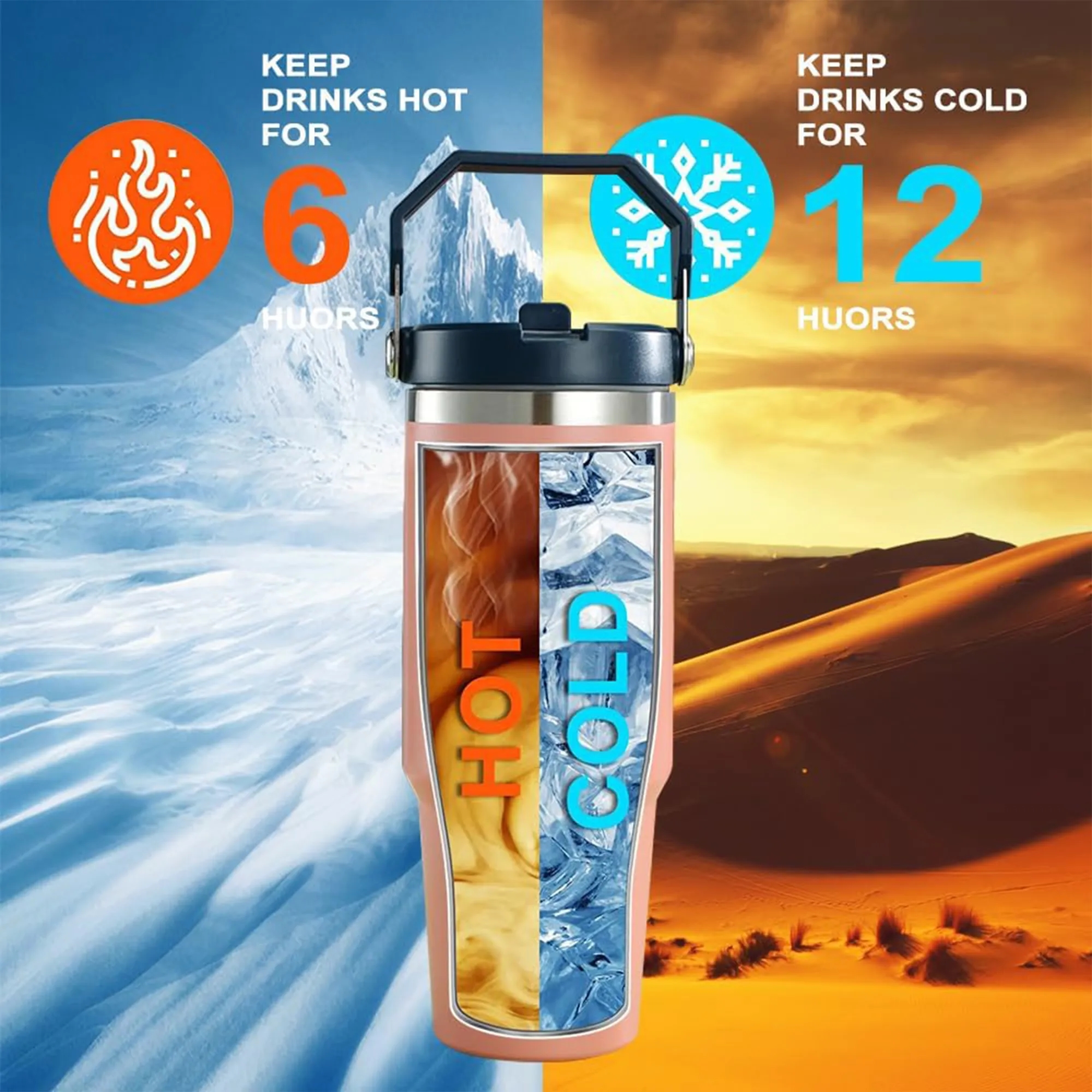 Stainless Steel Car Cup Ice Vacuum Coffee with Straw 10